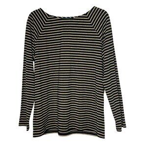Lauren Ralph Lauren Metallic Stripe Boat Neck Top Liquid Knit 1X Stretch Thick
